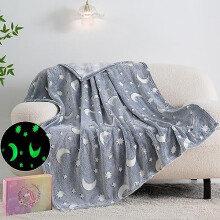Couverture phosphorescente Lune, 127 x 152 cm, douce et lumineuse, idéale comme cadeau pour enfants de 3 à 12 ans, décoration de chambre,