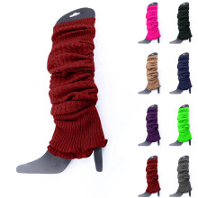 QLEICOM Leg Warmers for Women – Thick Knit Wool, Over-the-Knee Thermal Sleeves, Solid Color, Red, Compatible with Cold Weather
