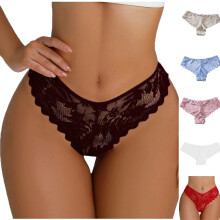Chiloți pentru femei, chiloți pentru femei, lenjerie intimă sexy din dantelă uni, bumbac, talie joasă, tanga