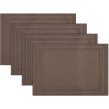 Set van 4 placemats, hittebestendig geweven vinyl, wasbaar, PVC, antislip, vlekbestendig, geschikt voor binnen en buiten, eettafel