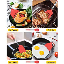 Lot de 2 spatules en silicone solide, antiadhésives, résistantes à la chaleur, sans BPA, idéales pour le poisson, les œufs et les crêpes