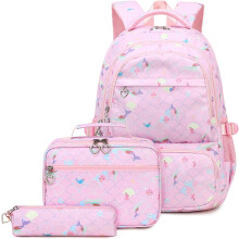 Conjunto de Mochila, Bolsa Escolar com Lancheira e Estojo para Lápis, Conjunto de Mochila para Livros