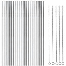 25er-Packung Edelstahlstrohhalme, 8,5 Zoll