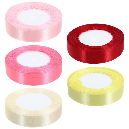 Κορδέλα πολυεστέρα Homoyoyo5Rolls για DIY κατασκευές και διακόσμηση πάρτι σε ανοιχτό ροζ