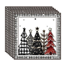 Ensemble de 20 articles de fête de Noël : assiettes, serviettes et vaisselle jetables en forme de sapin (compatible avec la décoration de Noël)