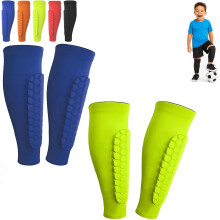 Shin Defender, Shin Guards Kids with Honeycomb Pads, 2 Pack Shindefender Shins Guards Soccer for Ski Youth Adult(Blue Green,S(Age 6-10))