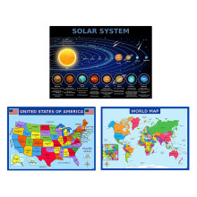 3Ensembles Posters Uv Papier Carte Amérique Solaire