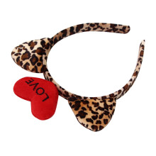 Haarreif mit Leopardenmuster und Katzenohren (1 Stück), herzförmig, bequeme Passform, ideal als Haaraccessoire zum Valentinstag.