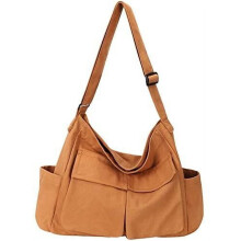 Geantă de umăr tip bandou din pânză, geantă de mână pentru femei și bărbați, geantă de mână Crossbody cu buzunare multiple