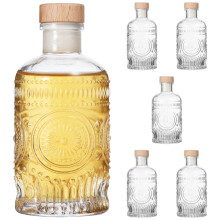 6 x 200 ml Klarglasflaschen mit Vintage-Blumenmuster