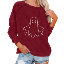 Sudadera de Halloween para mujer, con estampado de fantasmas, bordada, ideal para otoño.
