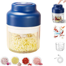 Wireless Electric Garlic Chopper w/ 4/6 Stainless Blades, Rechargeable Mini Food Processor for Veggies, Nuts, Onions, Meat & Spices