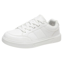 YOUSNH Damen-Sneaker, leicht, minimalistisch, einfarbig, flache Sohle, Schnürschuhe, Weiß, Größe 7