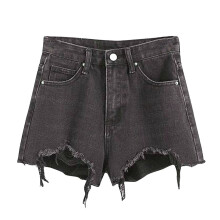 Short en jean stretch déchiré taille haute pour femme, short d'été court gris style cycliste pour fille