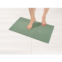 Tapis de bain, 43 x 61 cm, 100 % coton, antidérapant, lavable, texture duveteuse, vert sauge.
