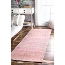 Moroccan Blythe area rug pink faded bohemian 2x8 ft