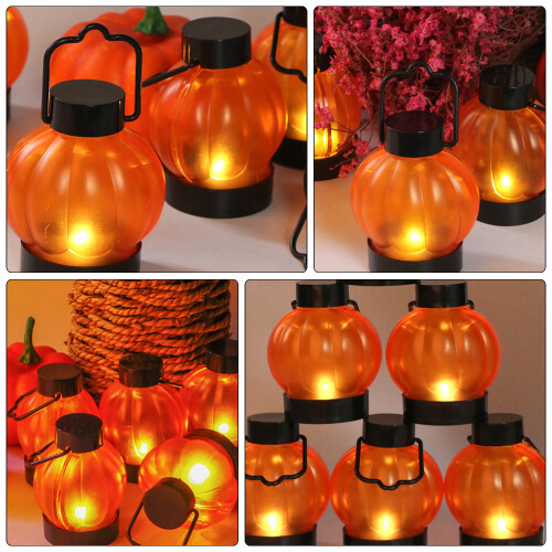 18Stk Orange LED Kürbislaternen PP Für Halloween