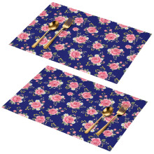 Pioneer Flower Tischsets mit Blumenmuster, 2er-Set, PVC, waschbar, 45,7 x 30,5 cm, farbecht, für Partys/Küche/Essbereich