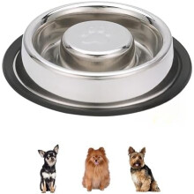 Ciotola in acciaio inox per alimentazione lenta - Antiribaltamento e antiscivolo - Previene l'ingestione rapida del cibo da parte del cane, il
