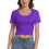 Blusas cropped femininas de manga curta com decote redondo e modelagem justa. 1