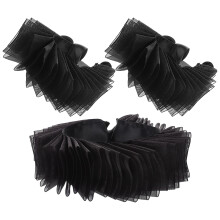 4Sets Zwarte Polyester Ruffle Kraag En Mouwen Set in Renaissance Stijl