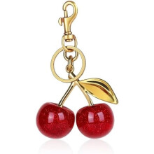 Portachiavi a forma di ciliegia, graziosi accessori a forma di ciliegia, ciondoli scintillanti per borse da donna