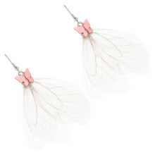 2Pairs Pink Butterfly Wing Drop Earrings Metal Mesh Elegant Women