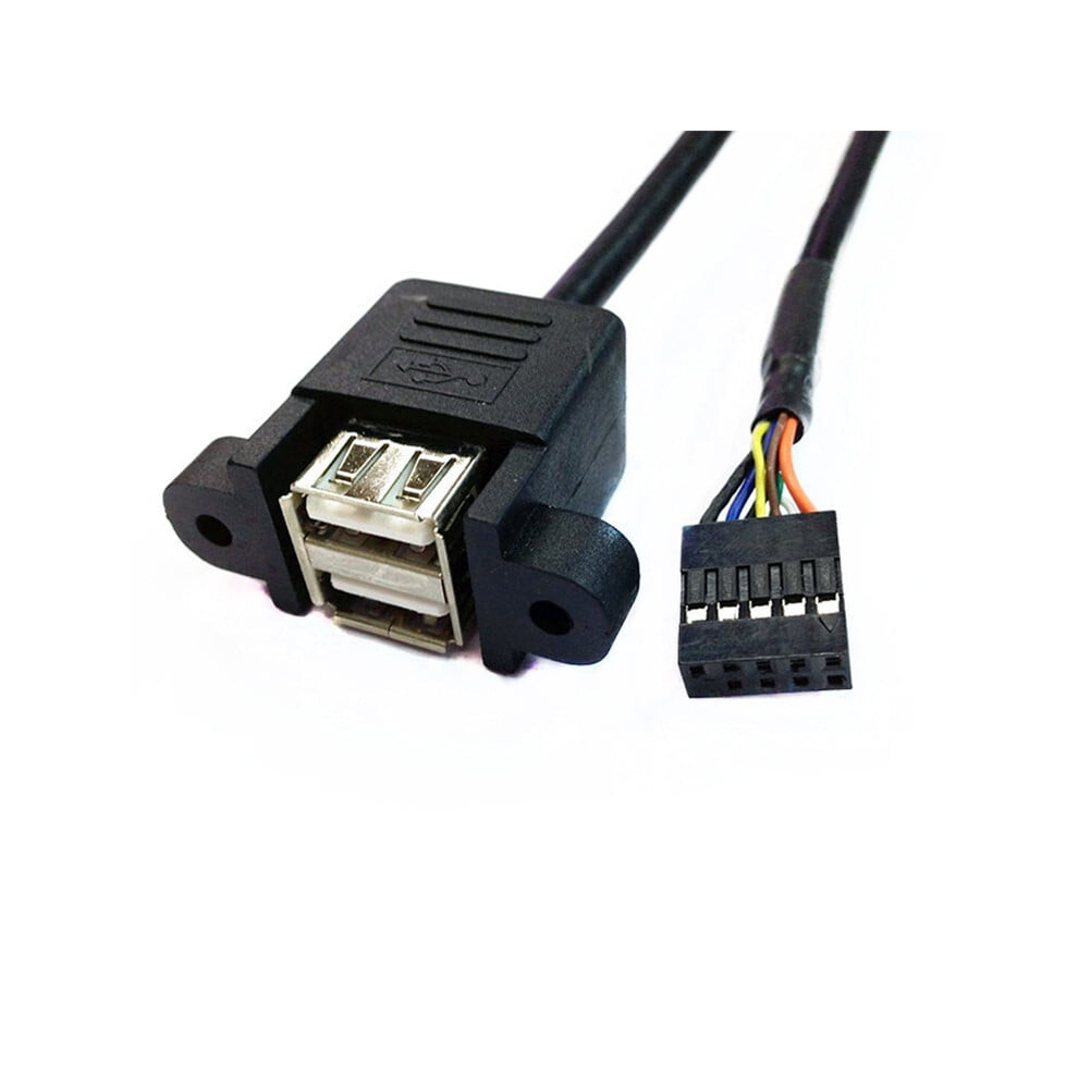 Usb 2.0 Dual-Port 9-Pin Dupont Internal Baffle Cable With Shielding And Mounting Ears For Pc Host (0.3M-1M) 9110895657614