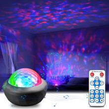 Star Projector Night Light with Ocean Wave,Voice Control Portable Galaxy Projector for Sleep Party Decor, Kids Bedroom, Christmas Decor Black