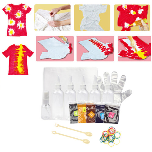 2Sets DIY Textilfarben Set Weiß Mit Elastikring Und Zubehör Für Kinder 1