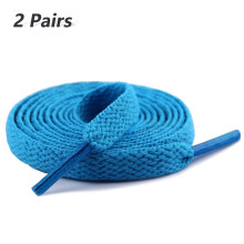 2 paires de lacets plats pour baskets, 29 couleurs disponibles, lacets de sport en 6 longueurs différentes, bleu lac, 140 cm (55 pouces).