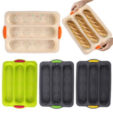 Silikon-Baguetteform mit 3 Schlitzen – Beige, ofenfest