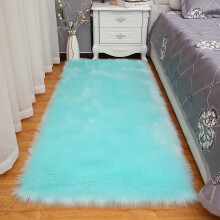 Clearance Faux Shag Rug 1.6x5.9 Ft, Washable Fuzzy Runner for Bedroom, Living Room, Bedside – Blue