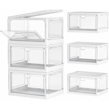 Stackable Folding Storage Bin with Lid, 15" x 11" x 8.7",