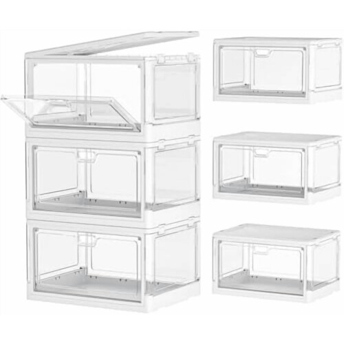 Stackable Folding Storage Bin with Lid, 15" x 11" x 8.7",