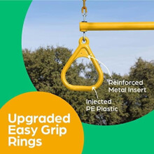 Backyard Swing Set with Monkey Bars, 18" Trapeze Bar & 48" Heavy-Duty Chain w/ Locking Carabiners – Yellow Outdoor Play Equipment