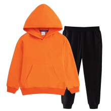 Kids Solid Color Hooded Sweatshirt Set with Fashion Long Pants Fall Winter Soft Two Piece Outfit for Children 2-12 Years(Orange#1,9-10 Years)
