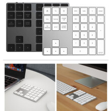 Huiop 34BT Wireless Numeric Keypad with Built-in Rechargeable Battery, Compatible with Windows/iOS/Android (Silver)