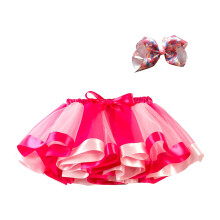 Meisjes tutu rokje peuter baby schattig regenboog netgaren prinsessenrokje petticoat veelkleurige rok strik haarspeld set blauw