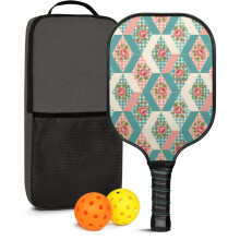 Sada pálek na pickleball s květinovými laminátovými raketami, 2 míčky a taškou – kompatibilní s hraním uvnitř i venku