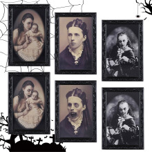 Halloweendekoration3D-ansiktsförändrande rörlig fotoram Skräckfestdekoration Heminredning