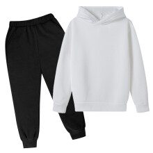 Jungen-Trainingsanzug, Sport-Hoodie-Set, einfarbiges Langarm-Kapuzensweatshirt + Jogginghose