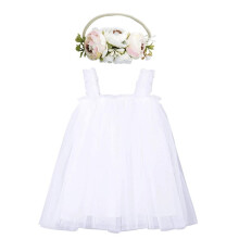 MesaSe Tyl Tutu Kjole til Småbørnspiger i Lagdelt Stil med Regnbuefarver og Prinsesse Tutu Nederdel. Leveres med et Blomsterpandebånd.