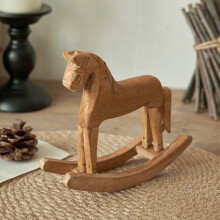 Nordic Style Horse Rocking Horse, Table Decorations Home Decoration, Pine Wood Rocking Horse Crafts For Shelf, Mantle, Rustic Accent