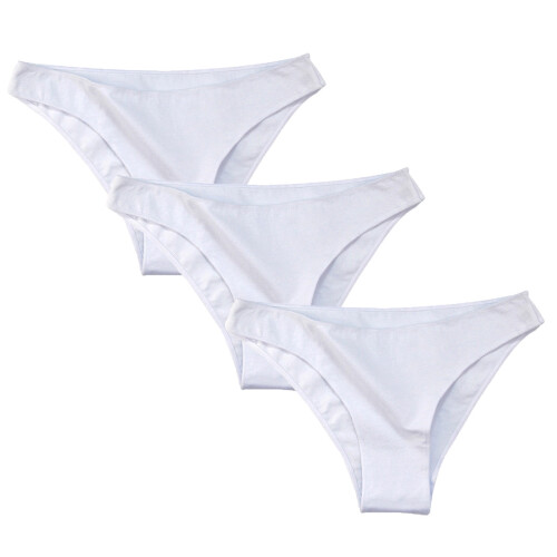 Damesondergoed, 3-delige set, effen kleur, ventilerend, lage taille, elastisch, maat M-2XL