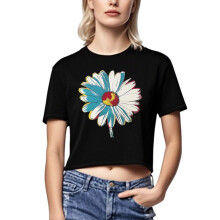 Top corto de mujer con estampado floral a la moda - Top corto que deja ver el ombligo, tallas grandes XS-XL, cómodo, de algodón.