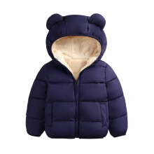 Babymantel mit Kapuze, niedlichen Ohren, langen Ärmeln und Reißverschluss, warm, Winterjacke, blau, 6-12 Monate