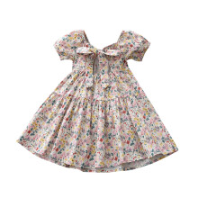 Peuter/Kinderjurk voor meisjes, casual zomerjurk met pofmouwen, ruches en strik, bloemenprint, prinsessenjurk, geschikt voor meisjes van 1-7 jaar en