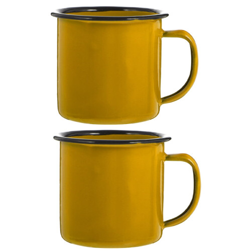 Yellow Enamel Coffee Mug 2 Pack