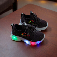UTTOASFAY Toddler Shoes Toddler Infant Kids Baby Girls Boys Shoes Led Light Shoes Casual Shoes Sports Shoes Black 3-3.5 Years